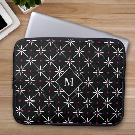 Capa Para Notebook Estojo para Laptop com Monograma Floral Geométrico
