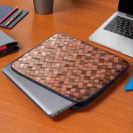 Capa Para Notebook Estojo para Laptop com Padrão de Cubo 3D em Mocha