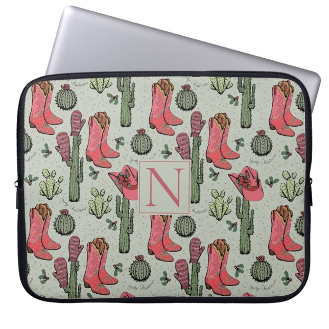Capa Para Notebook Estojo para Laptop de Natal com Monograma de Cowgi (Frente)