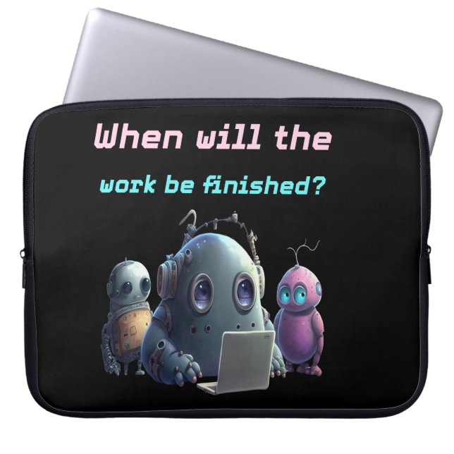 Capa Para Notebook Estojo para Laptop de Robôs Engraçados - Trabalho  (Frente)