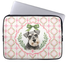 Estojo para Laptop de Schnauzer Miniatura Rosa e V