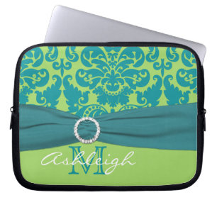 Capa Para Notebook Estojo para Laptop em Cetim de Limão Turquesa com