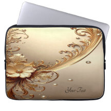 Estojo para Laptop Floral Dourado Ornamentado