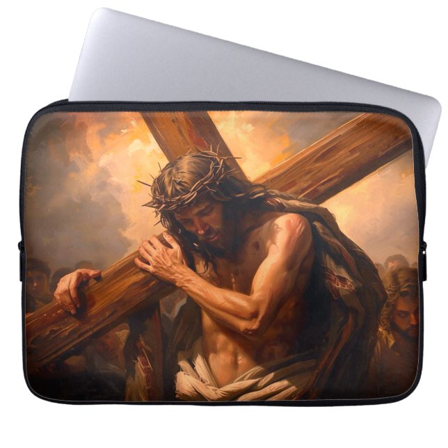 Capa Para Notebook Estojo para Laptop Jesus Carrega a Cruz (Frente)