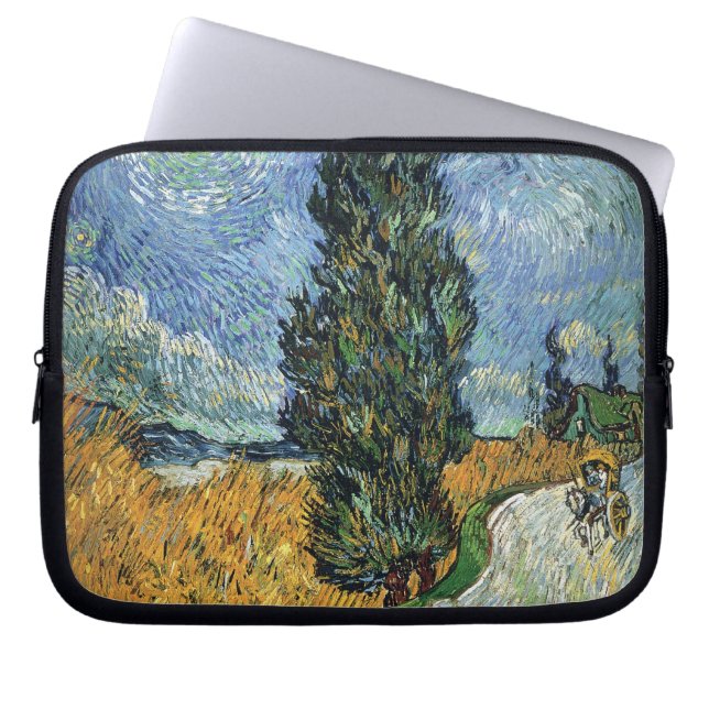 Capa Para Notebook Estrada Com Ciprestes Impressionismo Van Gogh (Frente)