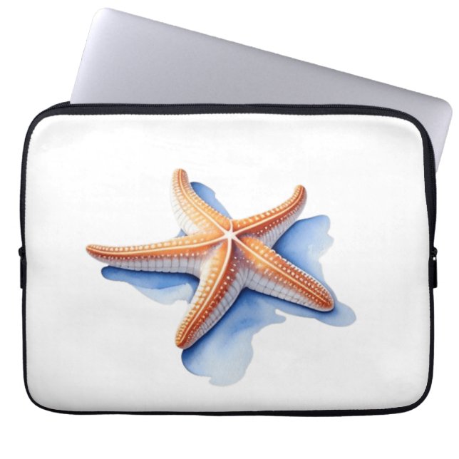 Capa Para Notebook Estrela do Mar e Silhueta Azul (Frente)