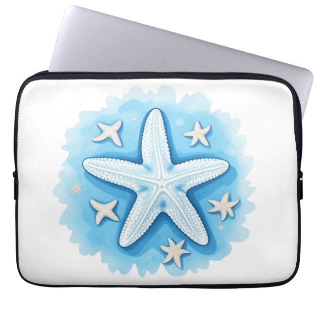 Capa Para Notebook Estrela-do-mar em Azul (Frente)