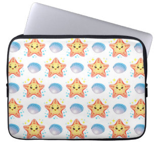 Capa Para Notebook ⭐ Estrela-do-mar Fofa Brilho ❄️ Vibrações da Praia