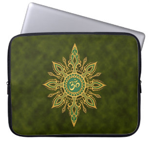 Capa Para Notebook Estrela verde dourada de Aum