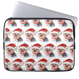 Capa Para Notebook Estrelas de Natal da Raça Canina Yorkshire Terrier