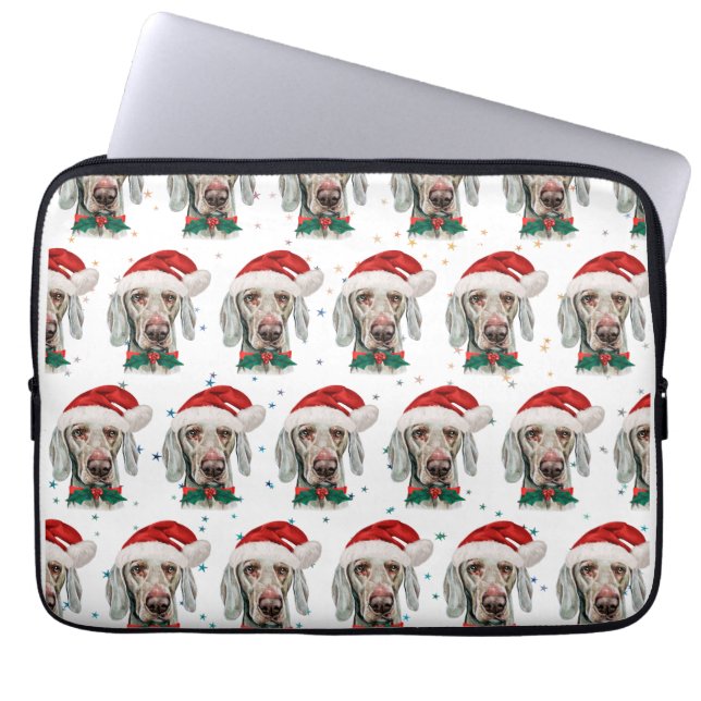 Capa Para Notebook Estrelas de Natal da Raça de Cães Weimaraner (Frente)