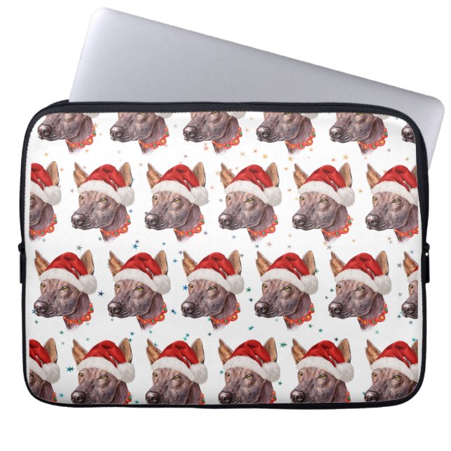 Capa Para Notebook Estrelas de Natal da Raça de Cão Sem Pelo Mexicano (Frente)