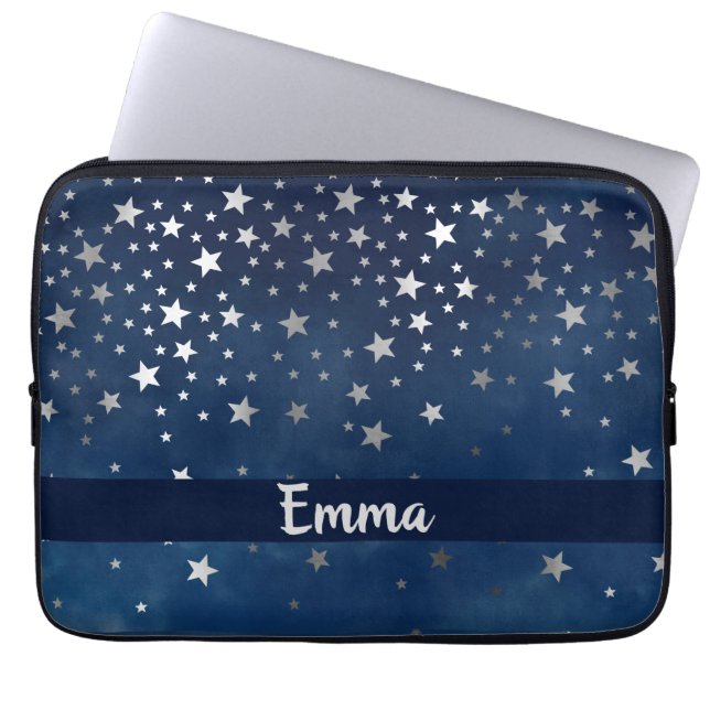 Capa Para Notebook Estrelas de prata caindo personalizadas celestiais (Frente)