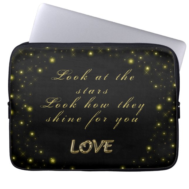 Capa Para Notebook Estrelas Douradas personalizadas e brilhantes a pr (Frente)