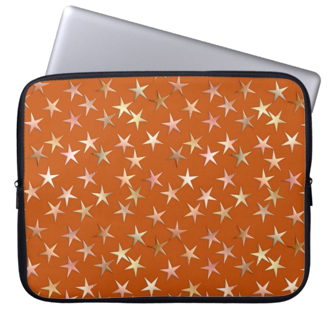 Capa Para Notebook Estrelas metálicas, matizes de ouro pálidas e cobr (Frente)