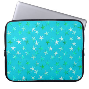 Capa Para Notebook Estrelas satíricas, verde claro e azul na turquesa