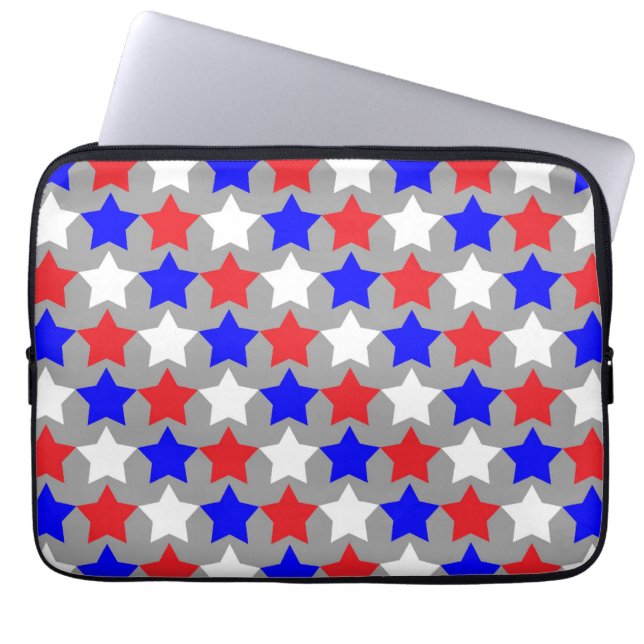 Capa Para Notebook Estrelas vermelhas brancas e azuis (Frente)