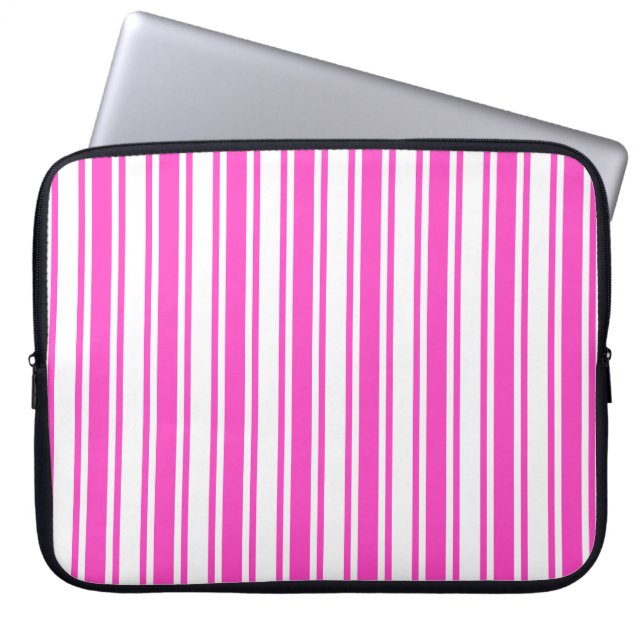 Capa Para Notebook Estrias de doces brancas e rosa-quente (Frente)