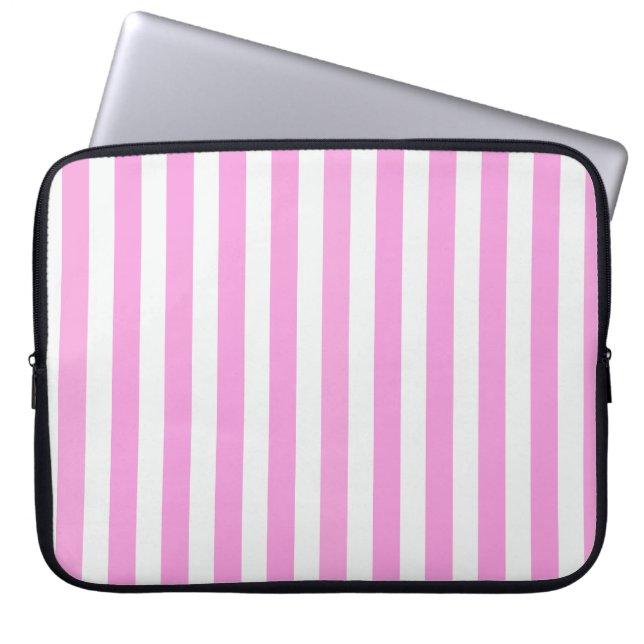 Capa Para Notebook Estrias doces brancas e rosadas (Frente)