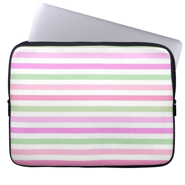 Capa Para Notebook Estrias, rosa, verdes (Frente)