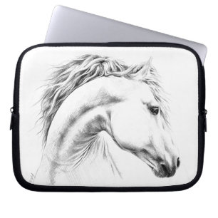 Capa Para Notebook Estudo-retrato de cavalos desenhando arte equestre