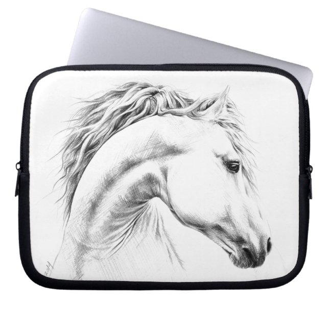 Capa Para Notebook Estudo-retrato de cavalos desenhando arte equestre (Frente)
