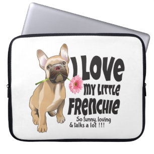 Capa Para Notebook Eu adoro o meu pequeno francês - Buldogue francês