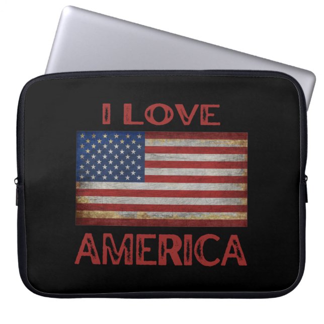 CAPA PARA NOTEBOOK EU AMO A AMÉRICA, BANDEIRA AMERICANA (Frente)