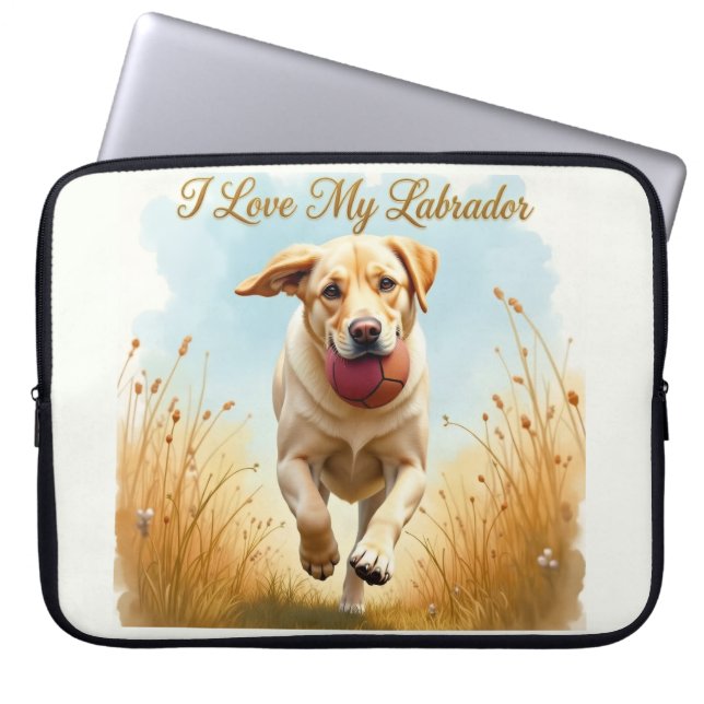 Capa Para Notebook Eu Amo a Capinha de Laptop Labrador (Frente)