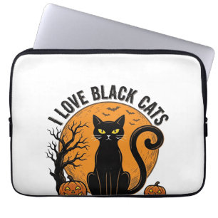 Capa Para Notebook Eu Amo Gatos Pretos Design de Camisa Vintage de Ha