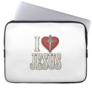 Capa Para Notebook Eu Amo Jesus Gravura Vintage Camisa de Fé Design_