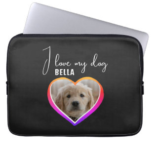 Capa Para Notebook Eu amo o Nome do meu Cachorro Foto Coração