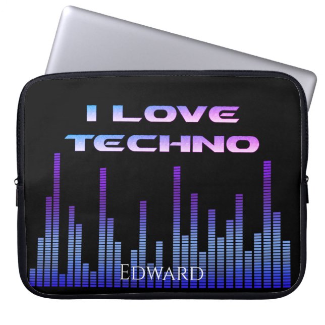 Capa Para Notebook Eu amo o Techno (Frente)