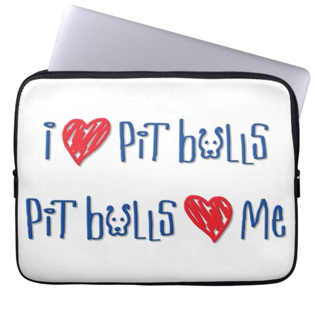 Capa Para Notebook Eu amo pitbull - os pitbull amam-me (Frente)