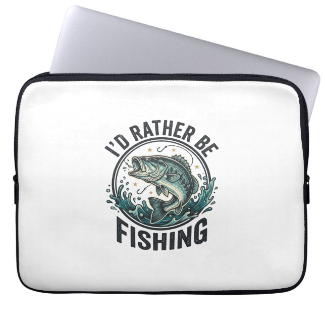Capa Para Notebook Eu Preferiria Estar Pescando Camisa de Pescador de (Frente)