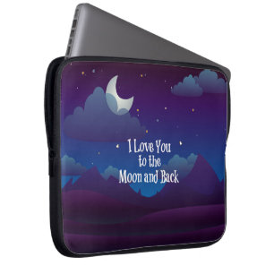 Capa Para Notebook Eu te amo na lua e atrás, índigo azul