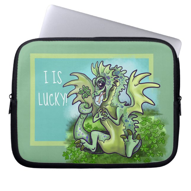 Capa Para Notebook "eu tenho sorte!" Lucky Shamrock Dragon (Frente)