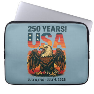 Capa Para Notebook EUA 250 Anos – Águia Careca Patriótica 4 de Julho 