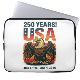 Capa Para Notebook EUA 250 Anos – Águia Careca Patriótica 4 de Julho