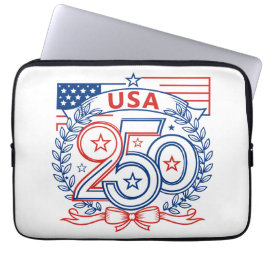 Capa Para Notebook EUA 250 Design de Emblema de Aniversário Patriótic