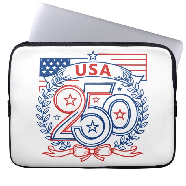 Capa Para Notebook EUA 250 Design de Emblema de Aniversário Patriótic (Frente)