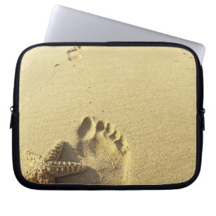 Capa Para Notebook EUA, Havaí, Maui, Praia de Makena, Pegada e
