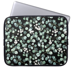 Capa Para Notebook Eucalyptus deixa: padrão de flores brancas