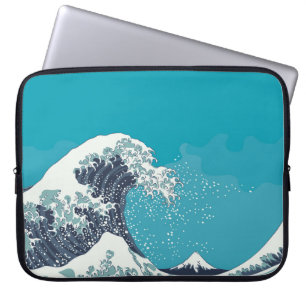 Capa Para Notebook Excelente Wave e Monte Fuji vintage madeira japone