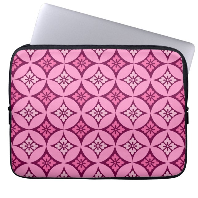 Capa Para Notebook Expedição com Motif Flor, Rosa e Borgonha (Frente)