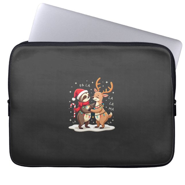 Capa Para Notebook Fa La La Llama Luzes de Natal Preguiça Montando Ll (Frente)