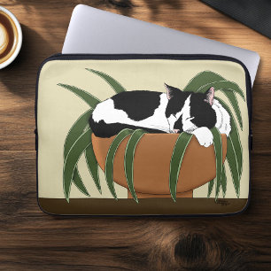 Capa Para Notebook Fábrica Branca Negra de Gato Engraçado