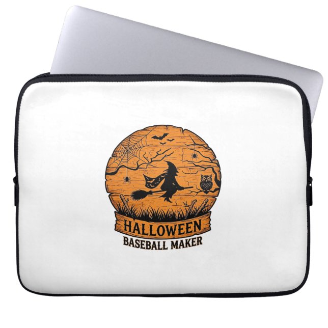 Capa Para Notebook Fabricante de Basebol de Halloween Bruxa Voadora L (Frente)