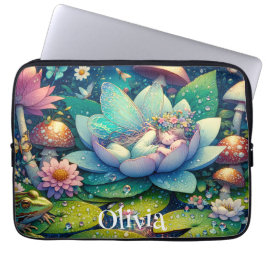 Capa Para Notebook Fada Dormindo em uma Flor Personalizada