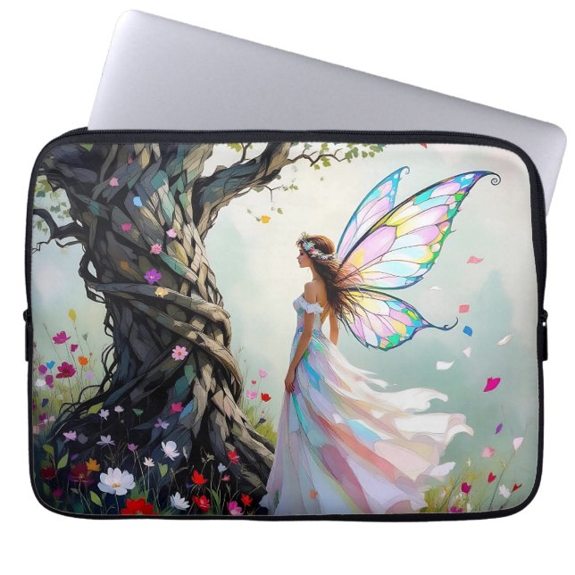 Capa Para Notebook Fada e Árvore Mágica Envolta em Videira (Frente)